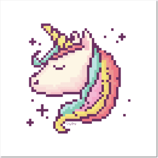 Pixel art unicorn Posters and Art